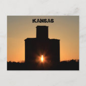 Kansas Sunset Silhouette Grain Elevator Post Kaart (Voorkant)