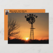 Kansas Sunset Silhouette met een Kaart van de Wind (Voorkant / Achterkant)