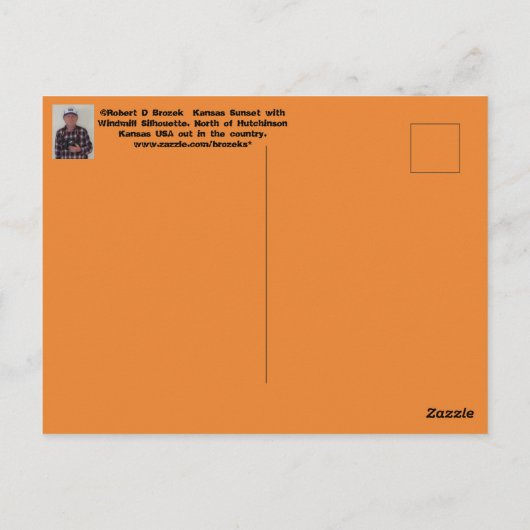 Kansas Sunset Silhouette met een Kaart van de Wind (Achterkant)
