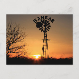 Kansas Sunset Silhouette met een Kaart van de Wind