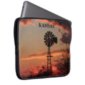 Kansas Sunset Windmill Silhouette Electronics Bag Laptop Sleeve (Voorkant Rechts)