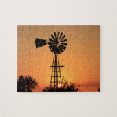 Kansas Sunset with farm Windmill silhouette Legpuzzel (Horizontaal)