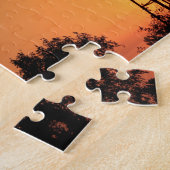 Kansas Sunset with farm Windmill silhouette Legpuzzel (Zijkant)