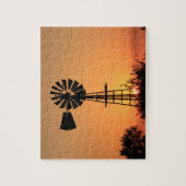 Kansas Sunset with farm Windmill silhouette Legpuzzel (Verticaal)