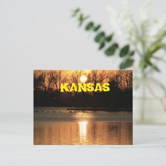 Kansas Sunset with Reflection POST KAART (Staand voorkant)