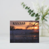 Kansas Sunset with Tree Silhouette Post Kaart (Staand voorkant)