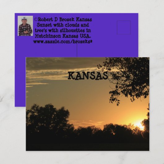 Kansas Sunset with Tree Silhouette Post Kaart (Voorkant / Achterkant)