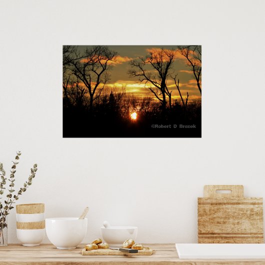 Kansas Sunset with Tree Silhouette, Poster van wol (Keuken)