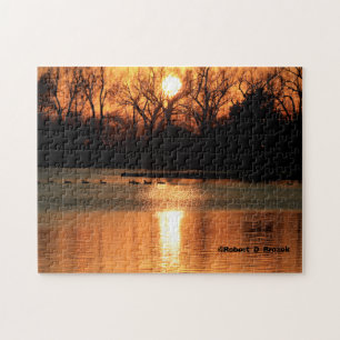 Kansas Sunset with water Reflection Legpuzzel