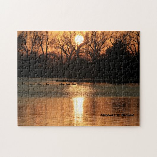 Kansas Sunset with water Reflection Legpuzzel (Horizontaal)