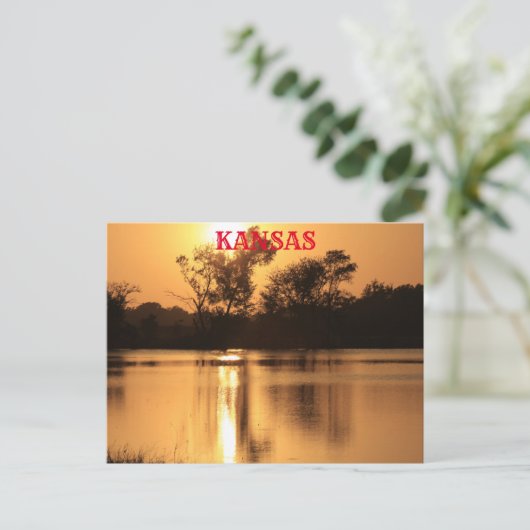 Kansas Sunset with water Reflection Post Kaart (Staand voorkant)
