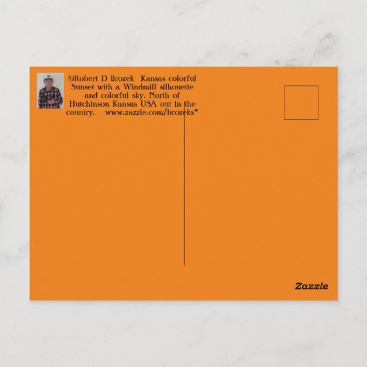 Kansas Sunset with Windmill silhouette Briefkaart (Achterkant)