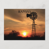 Kansas Sunset with Windmill silhouette Briefkaart (Voorkant)