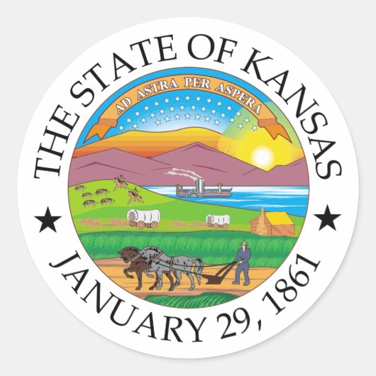 Kansas-teken Ronde Sticker (Voorkant)