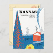 Kansas "The sunflower state" poster voor oldtimers Briefkaart (Voorkant / Achterkant)