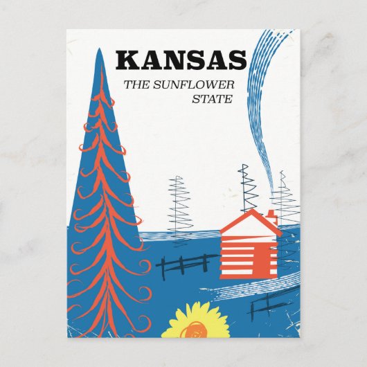 Kansas "The sunflower state" poster voor oldtimers Briefkaart (Voorkant)
