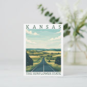 Kansas the Sunflower State Verenigde Staten Briefkaart (Staand voorkant)