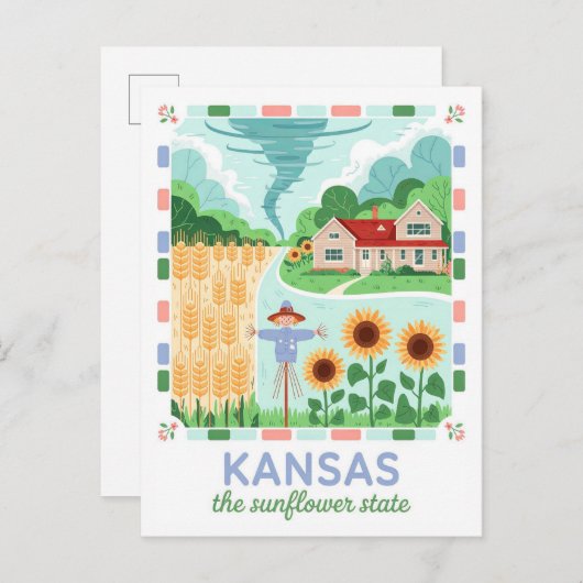 Kansas the Sunflower State Verenigde Staten Zomer Briefkaart (Voorkant / Achterkant)