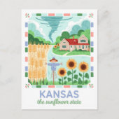 Kansas the Sunflower State Verenigde Staten Zomer Briefkaart (Voorkant)