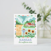 Kansas the Sunflower State Verenigde Staten Zomer Briefkaart (Staand voorkant)
