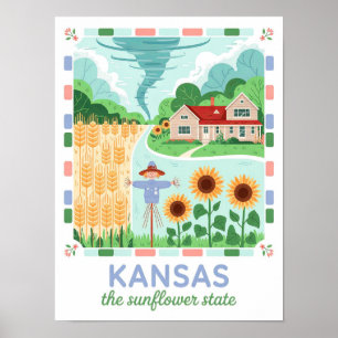 Kansas the Sunflower State Verenigde Staten Zomer Poster