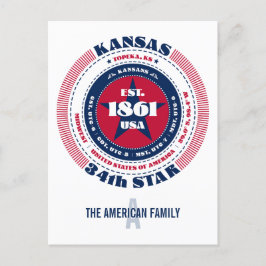 Kansas, Topeka, KS, Patriottisch, Monogram Briefkaart