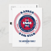 Kansas, Topeka, KS, Patriottisch, Monogram Briefkaart (Voorkant / Achterkant)