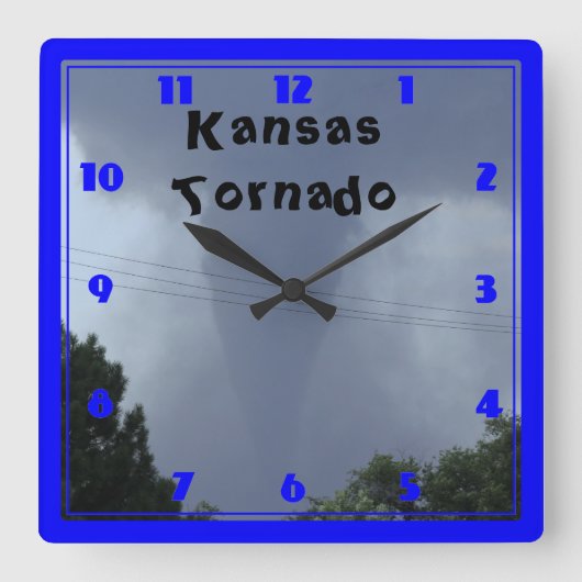 Kansas Tornado CLOCK Vierkante Klok (Voorkant)