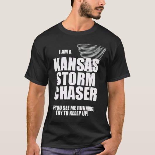Kansas Tornado Storm Chaser Black T-shirt (Voorkant)