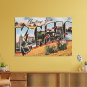Kansas (Tractor- en Hay Bailer Scene) Canvas Afdruk (Insitu (Woonkamer))