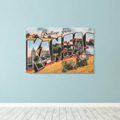 Kansas (Tractor- en Hay Bailer Scene) Canvas Afdruk (Insitu (Houten vloer))