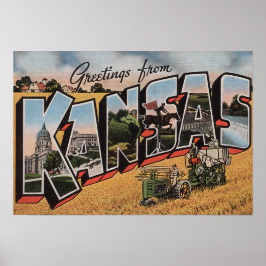 Kansas (Tractor- en Hay Bailer Scene) Poster (Voorkant)