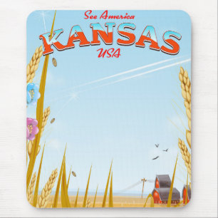 Kansas USA Boerderij retro Travel poster Muismat