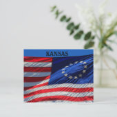 Kansas USA Flag Closeup POST KAART. Briefkaart (Staand voorkant)