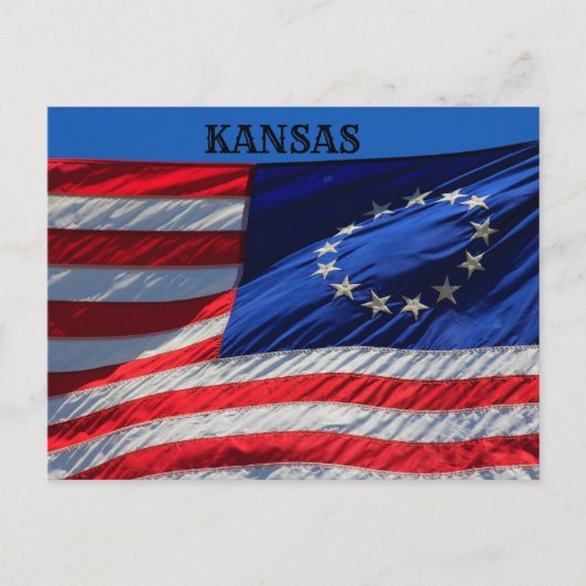 Kansas USA Flag Closeup POST KAART. Briefkaart (Voorkant)