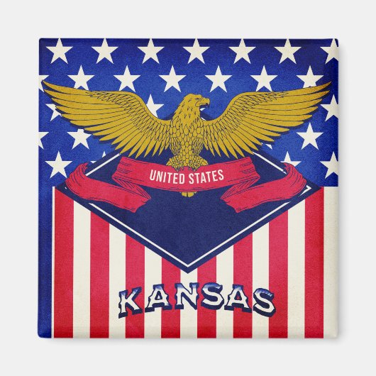 Kansas USA Flag Magneet (Voorkant)