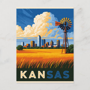🌾 Kansas USA Grote Vlakten en Prairie Reizen Briefkaart