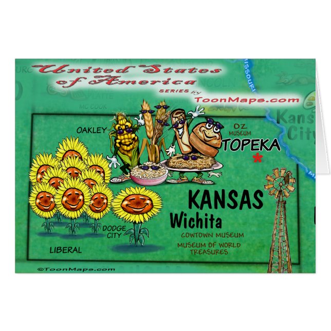Kansas USA Kaart (Voorkant Horizontaal)