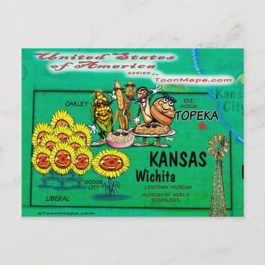 Kansas USA Kaart (Voorkant)