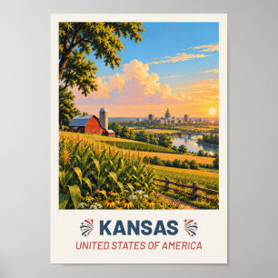 Kansas USA – Oude Reisposter Poster