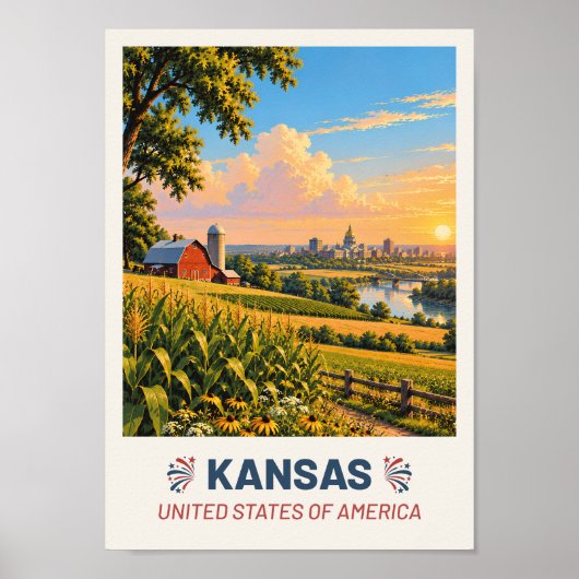 Kansas USA – Oude Reisposter Poster (Voorkant)