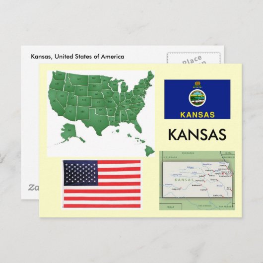 Kansas, Verenigde Staten Briefkaart (Voorkant / Achterkant)