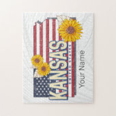 Kansas Verenigde Staten Retro State Kaart  Verenig Legpuzzel (Verticaal)
