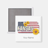 Kansas Verenigde Staten Retro State Kaart  Verenig Magneet (Voorkant / Achterkant)
