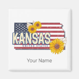 Kansas Verenigde Staten Retro State Kaart  Verenig Magneet