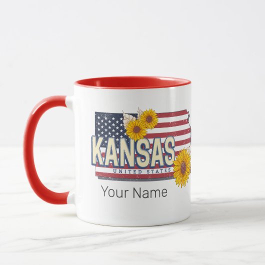Kansas Verenigde Staten Retro State Kaart Verenig Mok (Links)