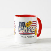 Kansas Verenigde Staten Retro State Kaart Verenig Mok (Voorkant rechts)