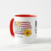 Kansas Verenigde Staten Retro State Kaart Verenig Mok (Voorkant links)