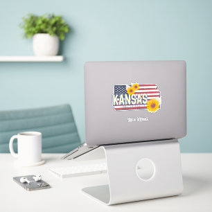Kansas Verenigde Staten Retro State Kaart Verenig Sticker