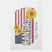 Kansas Verenigde Staten Retro State Kaart  Verenig Theedoek (Verticaal)